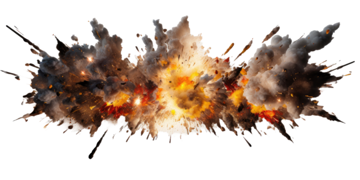 Explosion, Explode destruction isolated on white or transparent background