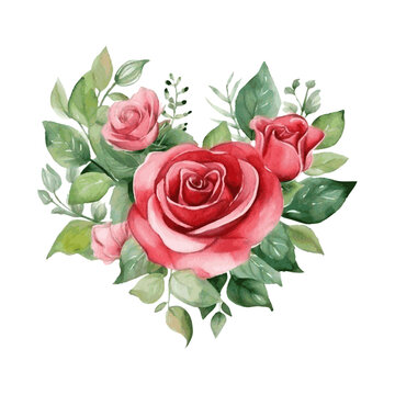 rose flower in heart love symbol for valentine day holiday card decor 