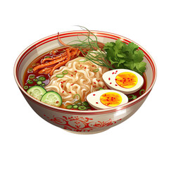 Delicious ramen bowl isolated on transparent background