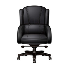 Elegant black office chair for top executives and business people isolated on transparent background