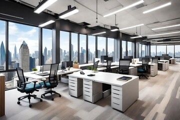 office interior Design generated by AI technology - obrazy, fototapety, plakaty