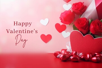 celebration background of Happy Valentines day and social media post generative ai