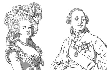 Louis XVI and Marie Antoinette of Austria, Louis 16 and Marie-Antoinette of Austria, king and queen of France, portraits
