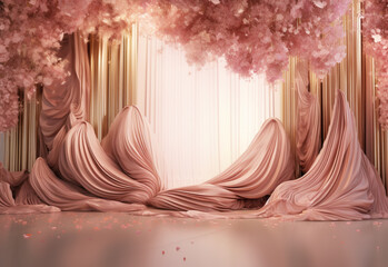 pink curtains with alpha channel generated by AI technology