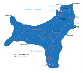 Christmas Island highly detailed political map - 697349954