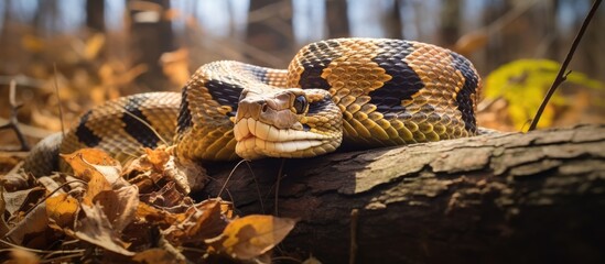 Timber rattlesnake in Shenandoah National Park, Virginia. - obrazy, fototapety, plakaty