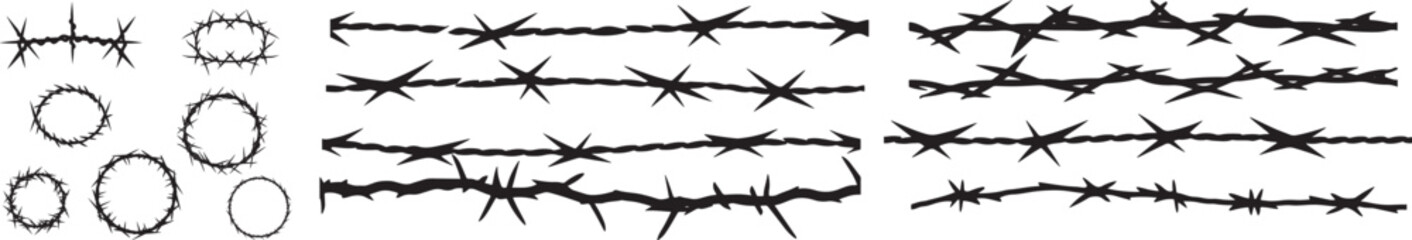Set of barbed wire - obrazy, fototapety, plakaty