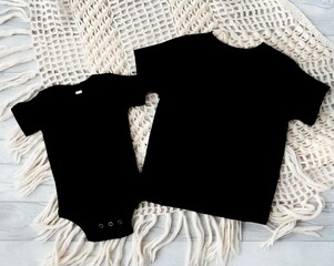 Black Tshirt Mockup Sister Brother and Me Onesie Mock Up Black Baby Vest Mockup Toddler Tshirt Baby...