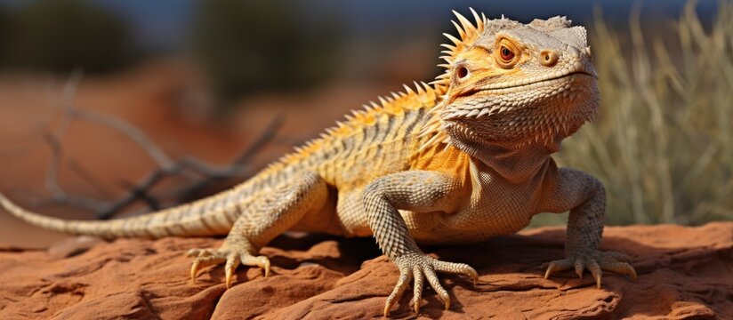 The bearded dragon is an Australian lizard found in arid regions.