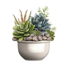 Succulent Small Pot 3 Grey isolated on transparent background