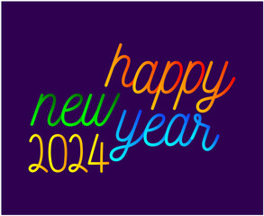 Happy New Year 2024 Abstract Multicolor Graphic Design Vector Logo Symbol Illustration With Purple Background