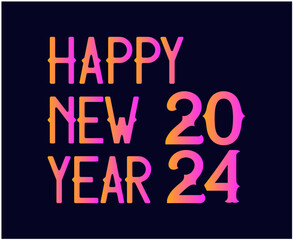 Happy New Year 2024 Abstract Pink And Orange Graphic Design Vector Logo Symbol Illustration With Blue Background
