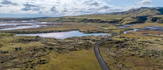 F road landscape in the mountains, Iceland