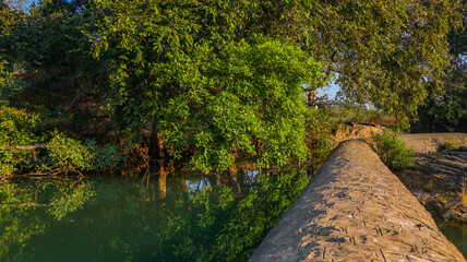 water and wall of a dam