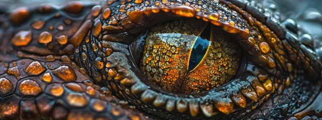 Foto op Canvas A close-up of a dragon's eyes. The reptilian gaze. © AndErsoN