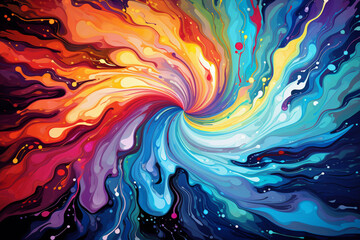 An illustration of a fluid, gel-like vortex swirling in a kaleidoscope of colors.