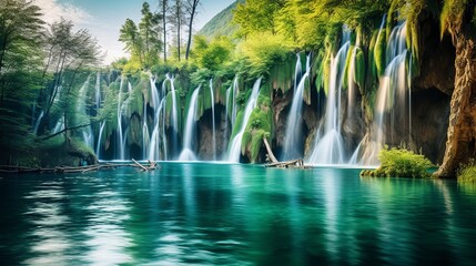 The plitvice lakes national park in croatia offers a captivating view