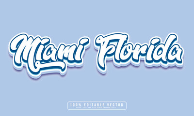 Miami Florida text effect vector. Editable 3d college t-shirt design printable text effect vector	