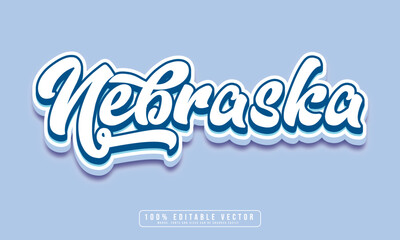 Nebraska text effect vector. Editable 3d college t-shirt design printable text effect vector	