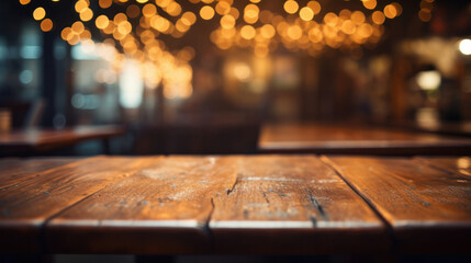 Detailed Close-Up of Dark Wood Tabletop with Softly Blurred Backdrop