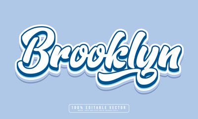 Brooklyn text effect vector. Editable 3d college t-shirt design printable text effect vector	