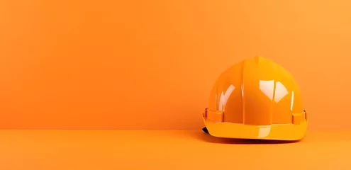 Fotobehang orange safety helmet in photo on orange Background © original logo