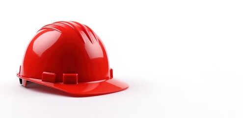 Fototapeta premium Red safety helmet in photo on white Background