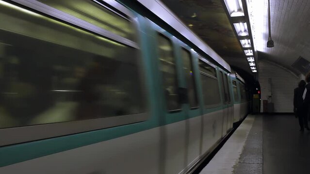A Metro Station in Paris, France. 4K Resolution.