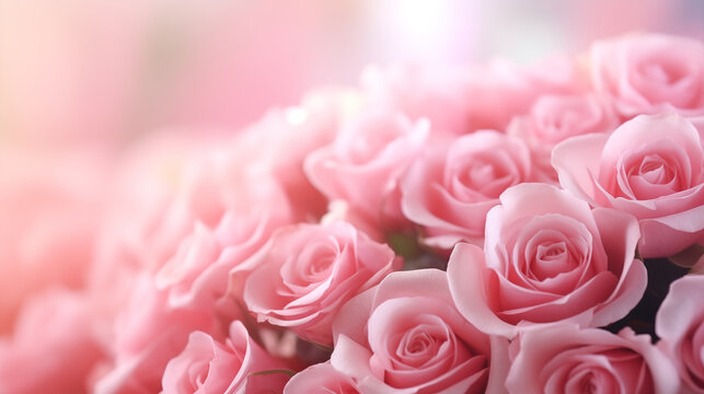Happy valentine's day, Background image of pink roses, generative ai