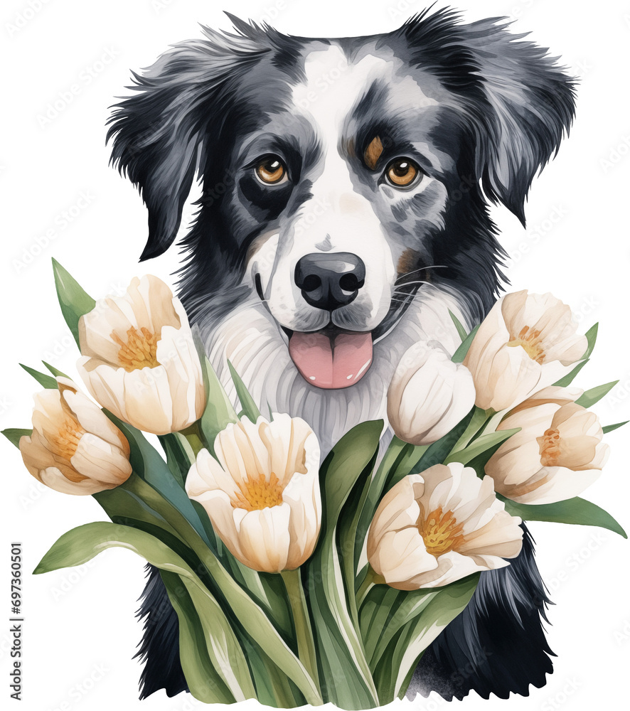 Poster aussie with flowers watercolour illustration created with generative ai technology