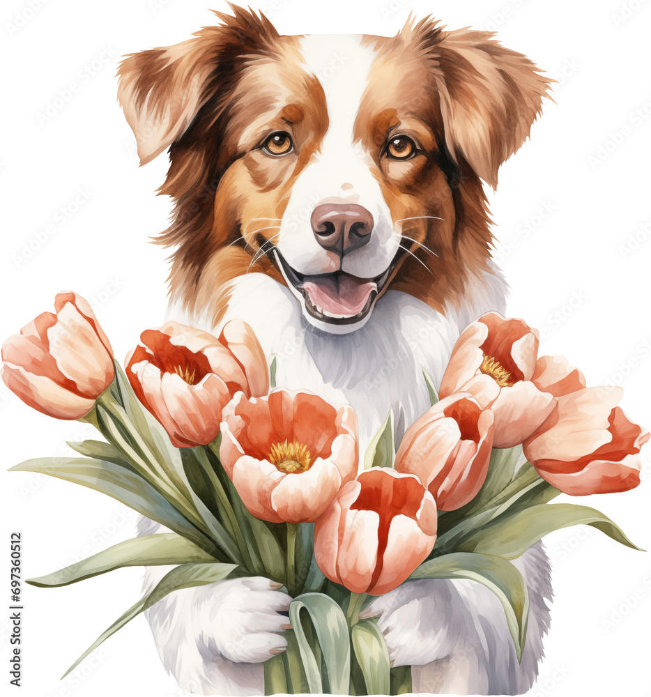Poster aussie with flowers watercolour illustration created with generative ai technology