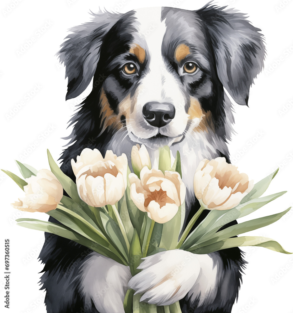 Poster aussie with flowers watercolour illustration created with generative ai technology