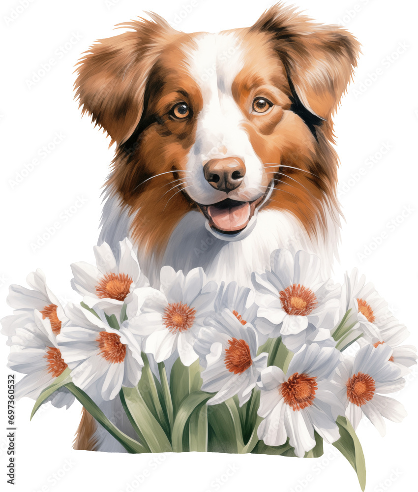 Poster aussie with flowers watercolour illustration created with generative ai technology