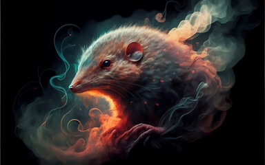 an ethereal and mesmerizing image of an False Antechinus Embrace the styles of illustration, dark fantasy, and cinematic mystery the elusive nature of smoke - Powered by Adobe