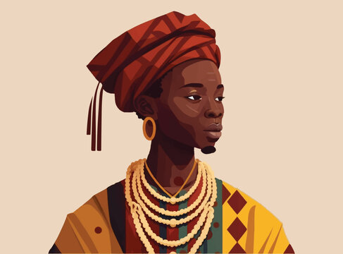 Young African man with traditional clothes, vector illustration