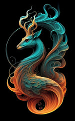 an ethereal and mesmerizing image of an Oribi Embrace the styles of illustration, dark fantasy, and cinematic mystery the elusive nature of smoke