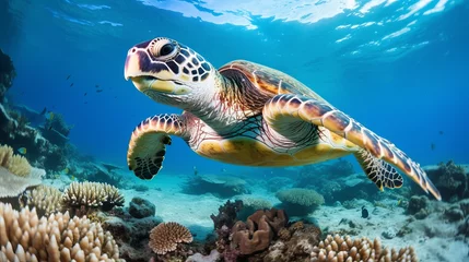 Deurstickers The red sea is home to turtles and corals © Tahir