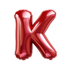 Red metallic K alphabet balloon Realistic 3D on white background. Generative AI