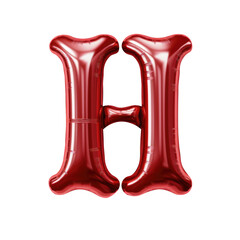Red metallic H alphabet balloon Realistic 3D on white background. Generative AI