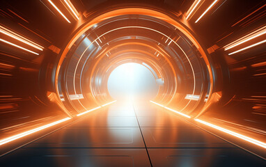 orange light shining through futuristic tunnel
