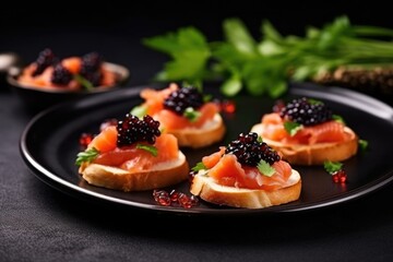 Black and Red fish caviar background. Holiday Party Appetizer, Slavic core concept. For postcard, banner, wallpaper, backdrop, web, card, poster, cover, print. Copy space.
