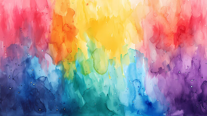 watercolor abstract art painting of vibrant rainbow colors for a background or wallpaper - obrazy, fototapety, plakaty