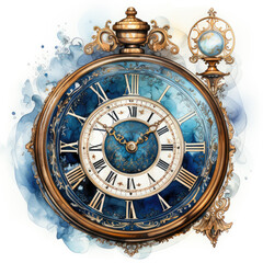 Fototapeta premium watercolor Ornate Clock clipart, Generative Ai