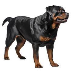 Obraz premium Rottweiler dog walking isolated on white background