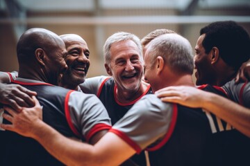 Portrait of a smiling senior basketball team outside - Powered by Adobe