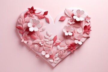 Obraz premium Illustration of flowering heart symbol on pink Background