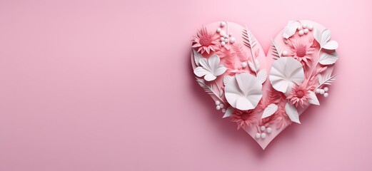 Illustration of flowering heart symbol on pink Background