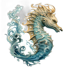 hippocampus isolated on transparent or white background, png