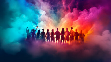 Obraz na płótnie Canvas group of people inclusion colorful