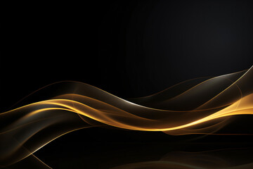 Abstract finesse: Gold glowing line with luminous lighting effects and sparkles on a black backdrop. Premium award design template. Illustration.